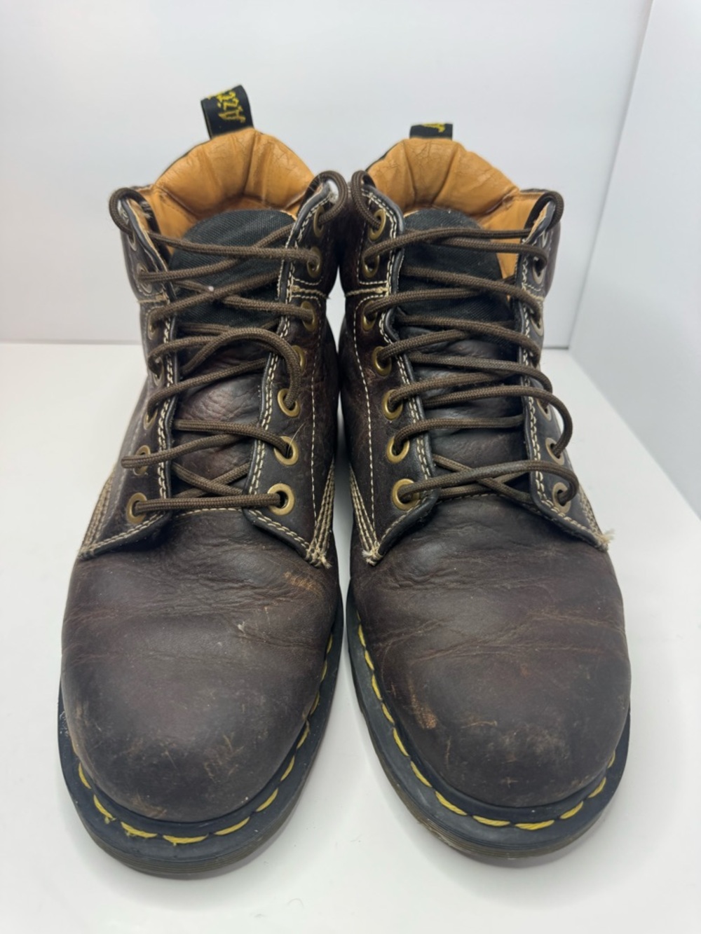 Dr Martens Men's Brown Leather Boots - Rugged Lace-Up Size 10